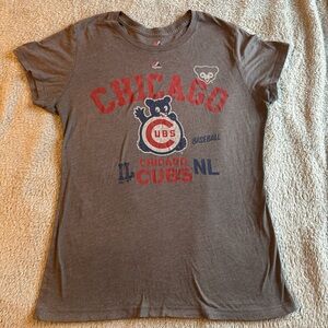 Majestic Grey Chicago Cubs Graphic Tee